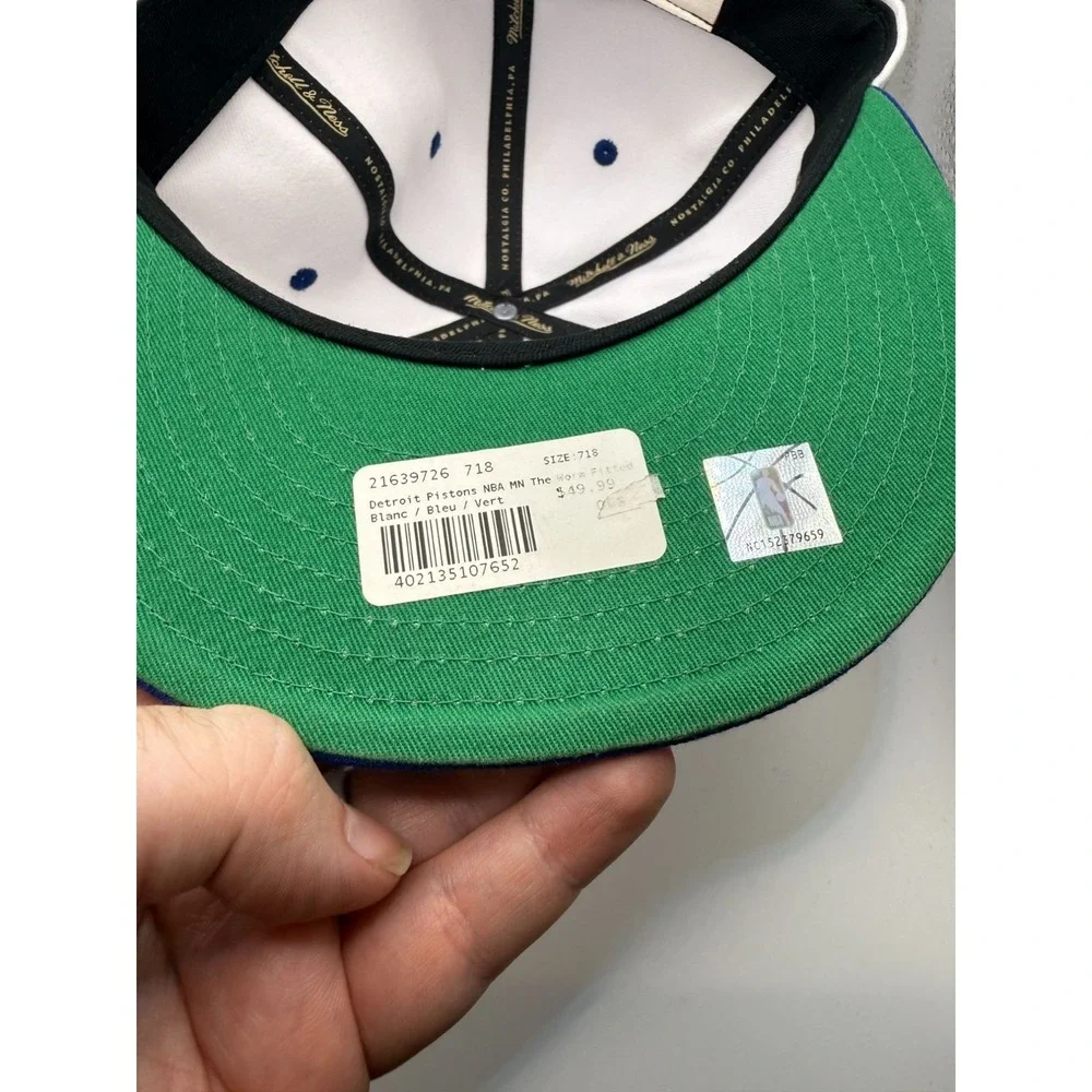 Mitchell &‎ Ness Detroit Pistons Snapback Hat 7 1/8 White/Royal Blue NBA HWC